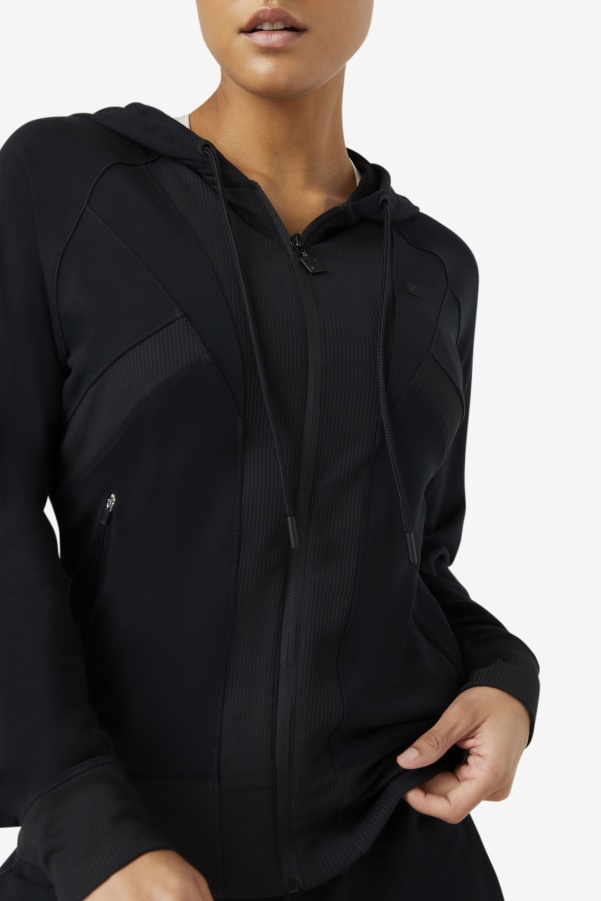 Black Fi-Lux Texture Full Zip Hoodie Fila