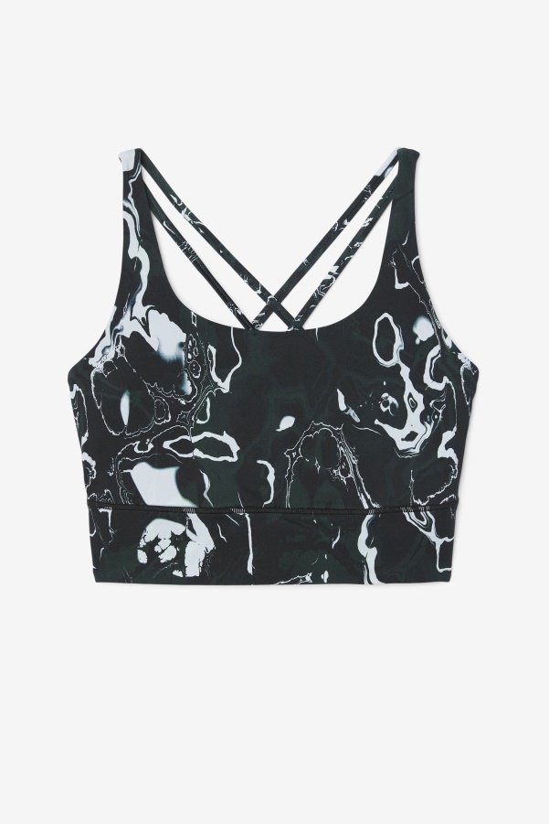 Uplift Cross Back Bra Top Fila Black Marble