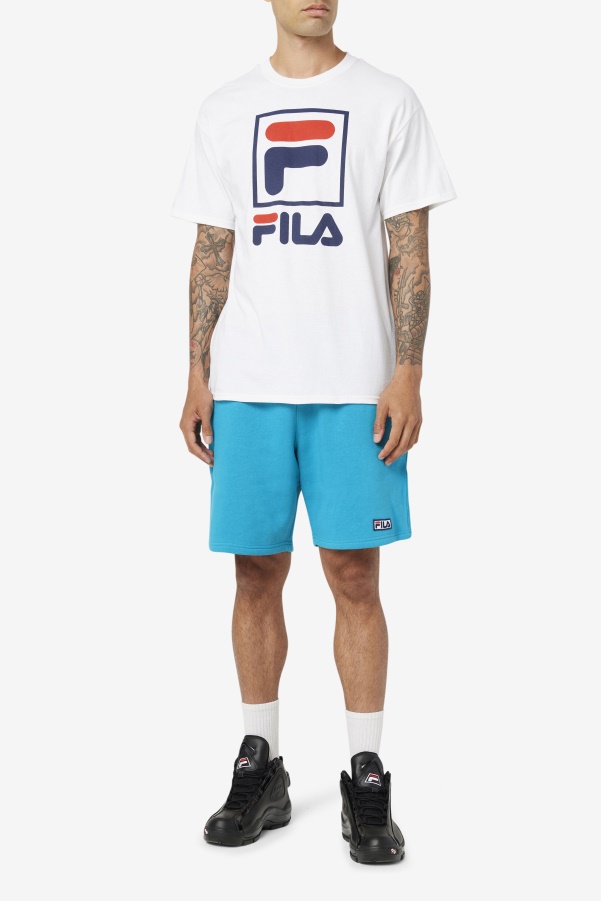White/Navy/Red Fila stacked tee shirt