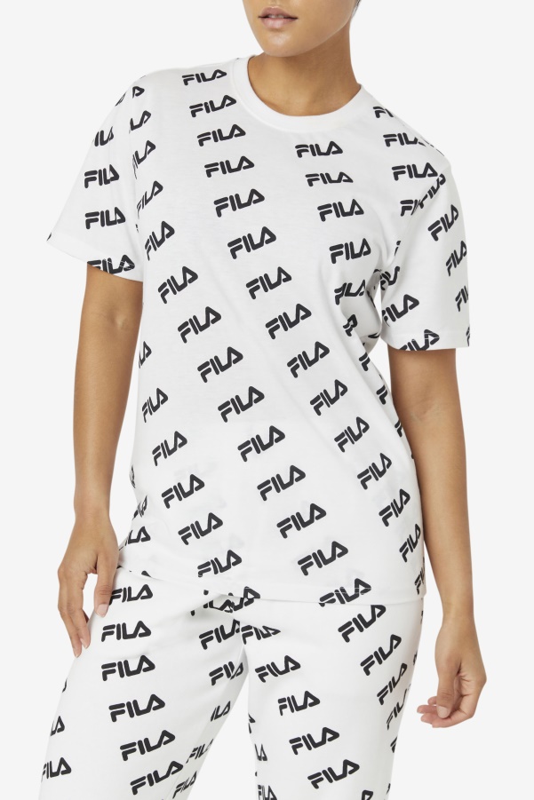 Diagonal Logo Tee White/Black Fila