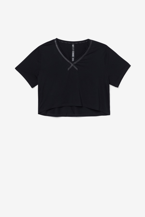 Fi-Lux High-Low Crop Top Black Fila