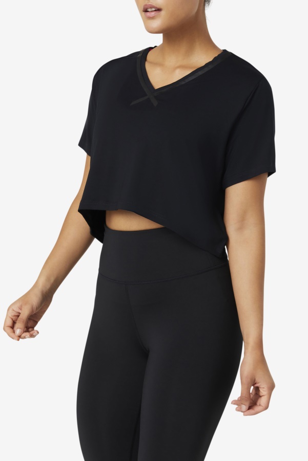 Fi-Lux High-Low Crop Top Black Fila