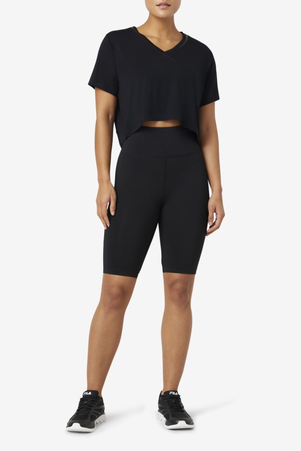Fi-Lux High-Low Crop Top Black Fila