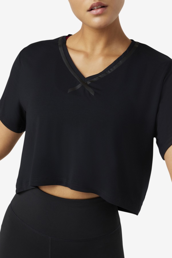 Fi-Lux High-Low Crop Top Black Fila
