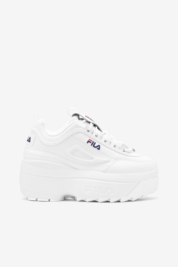 White/Navy/Red Fila Women's Disruptor 2 Wedge