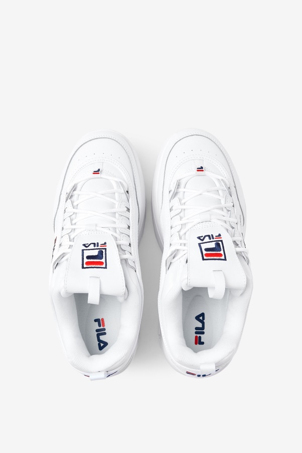 White/Navy/Red Fila Women's Disruptor 2 Wedge