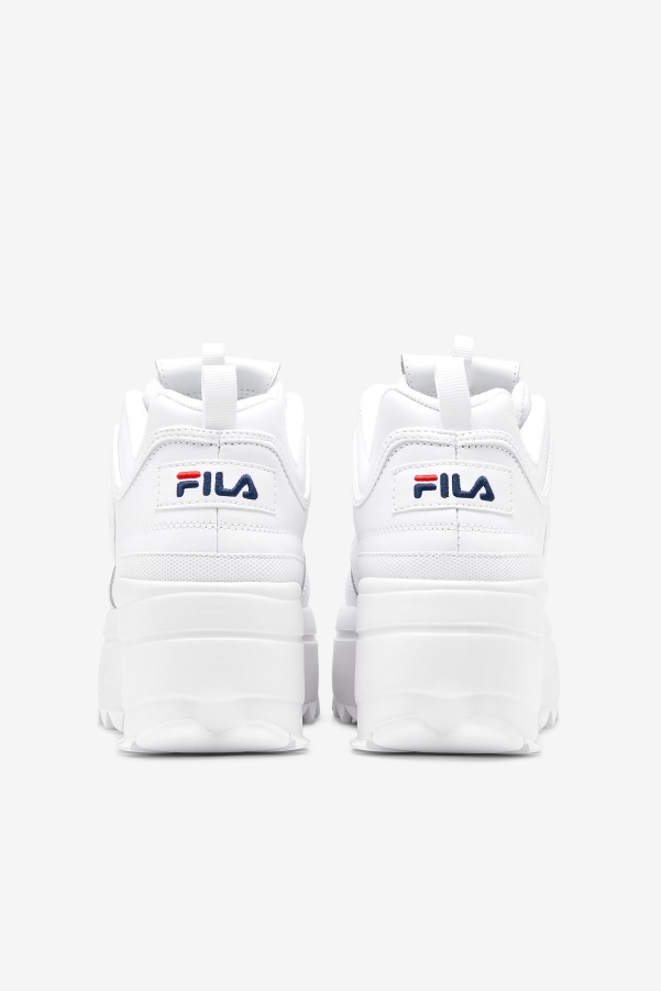 White/Navy/Red Fila Women's Disruptor 2 Wedge