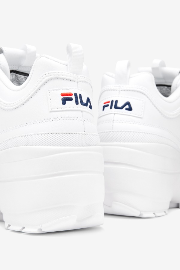 White/Navy/Red Fila Women's Disruptor 2 Wedge