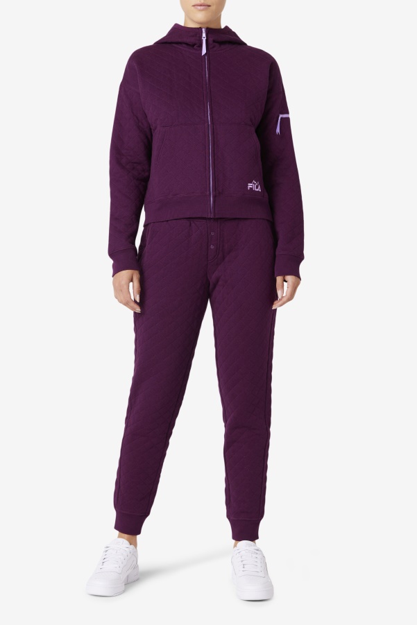 Finley High Rise Quilted Jogger Pickled Beet/Crocus Petal Fila