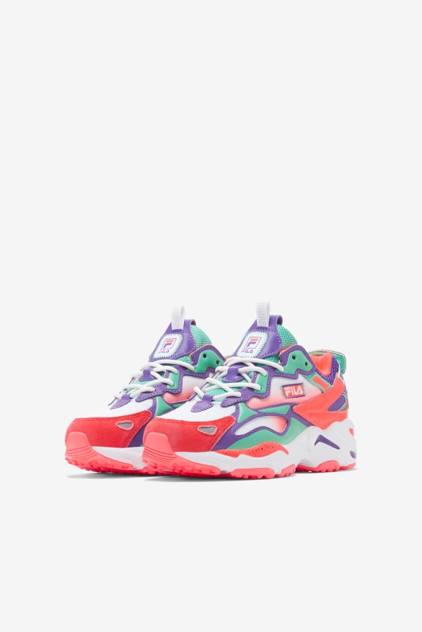 Fila Little Kids' Ray Tracer Apex White/Fiery Coral/Purple