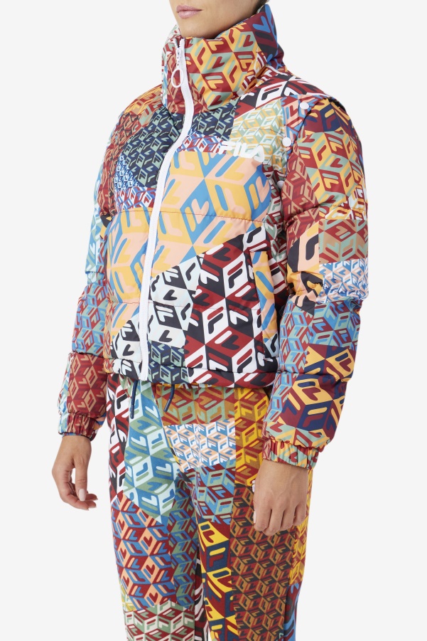 Marina Snapoff Sleeve Puffer Fila Ocean/Yellow/White