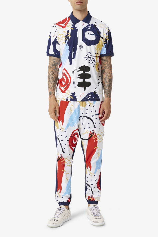White/Peacoat/Red Fila FILA x The Museum Printed Polo