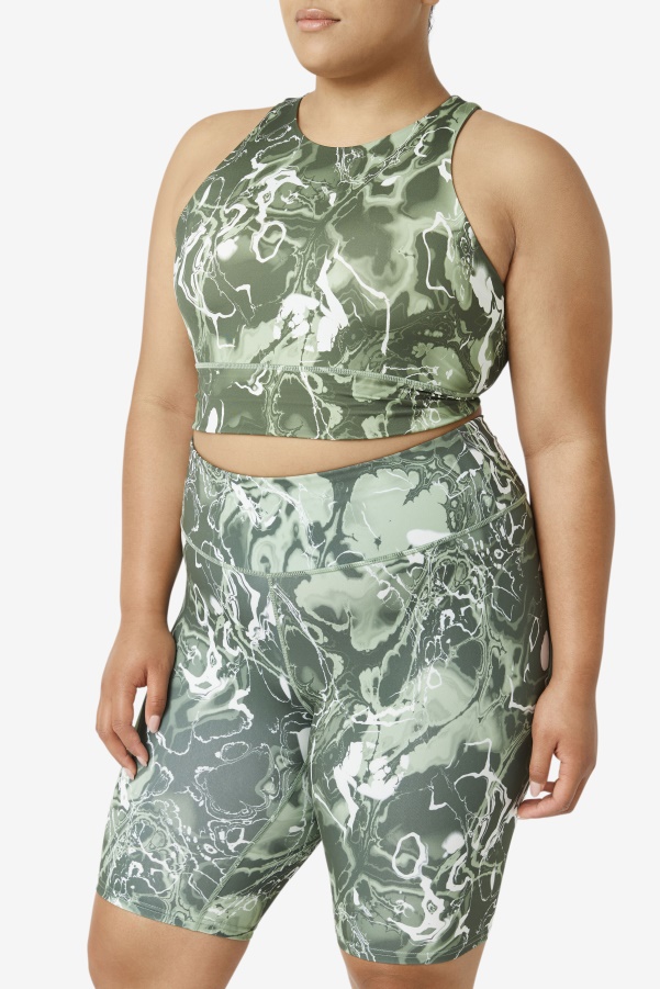 Basil Marble Uplift High Neck Sports Bra Fila