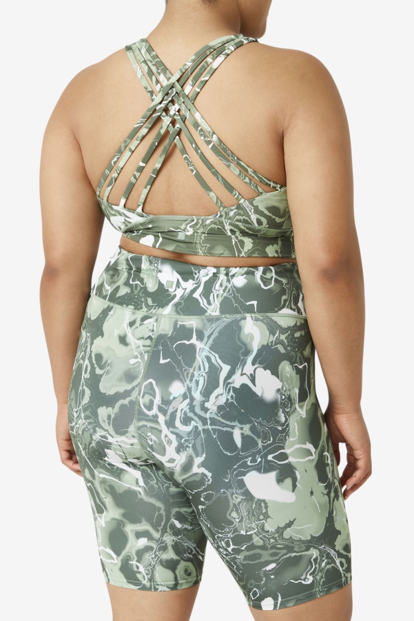 Basil Marble Uplift High Neck Sports Bra Fila