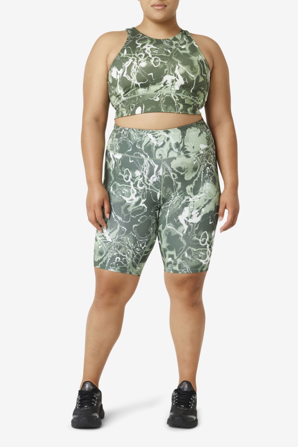 Basil Marble Uplift High Neck Sports Bra Fila