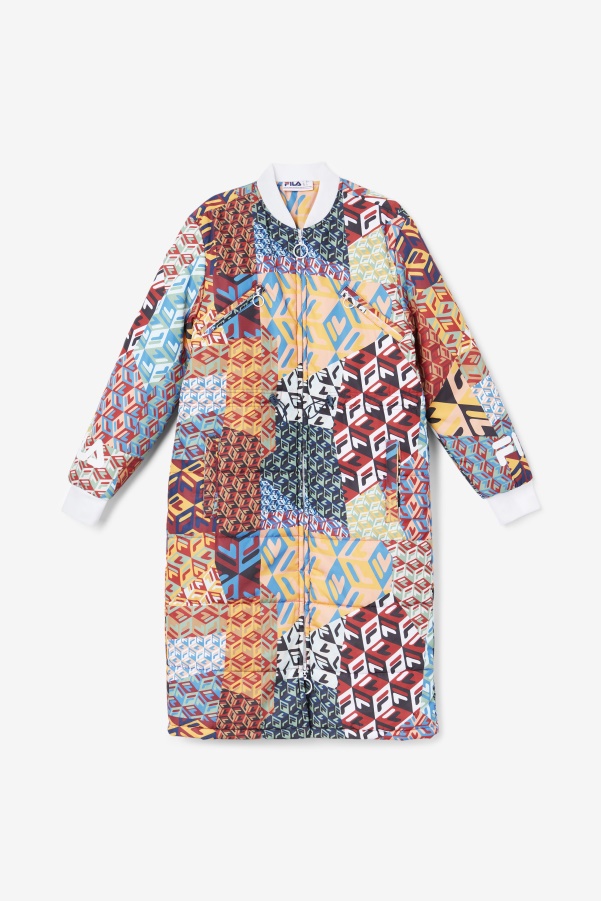 Ocean/Yellow/White Fila Joanna Allover Print Coat