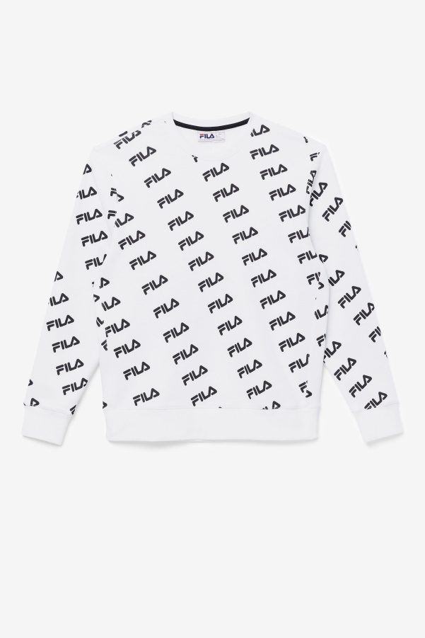 White/Black Diagonal Logo Crew Fila