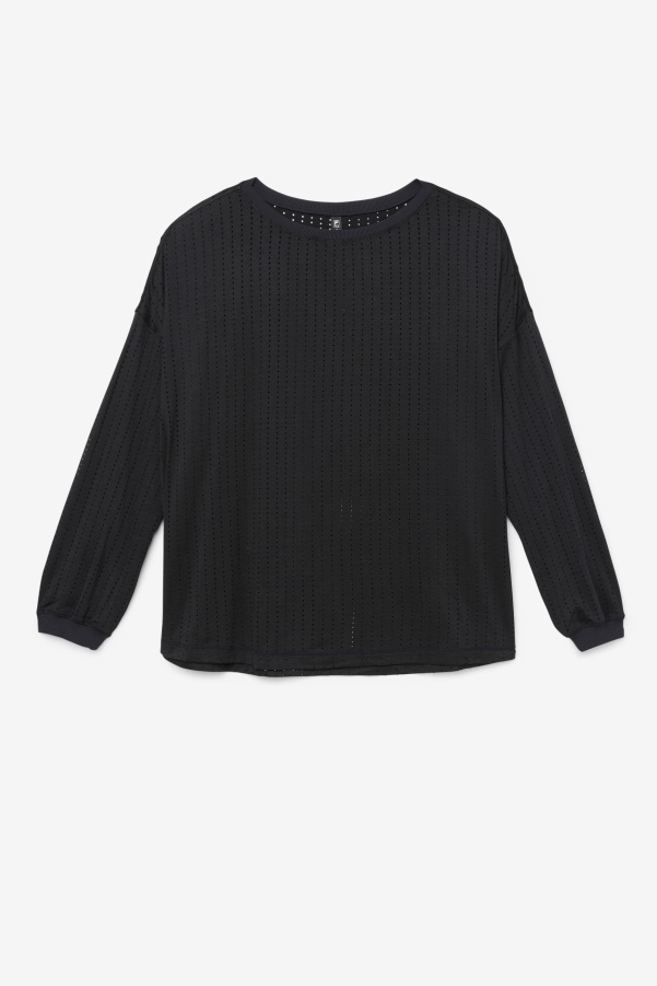 Black Fila Fi-Lux Mesh Long Sleeve Top