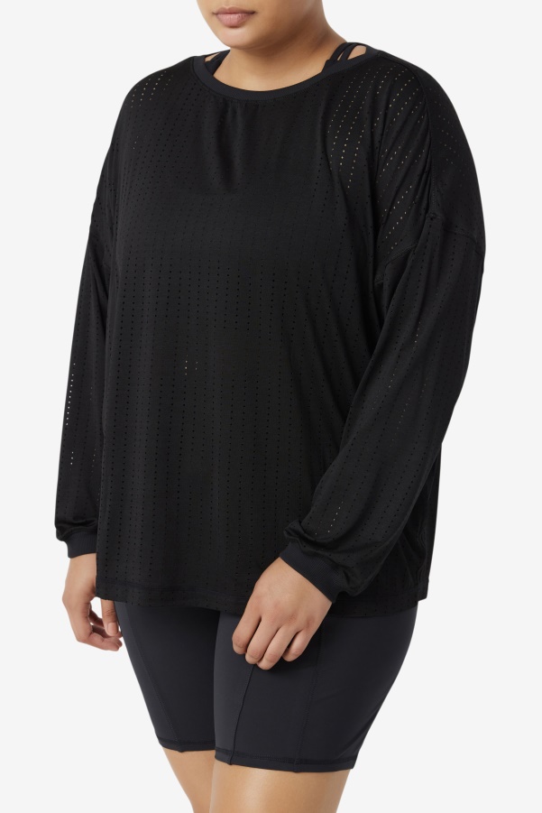 Black Fila Fi-Lux Mesh Long Sleeve Top