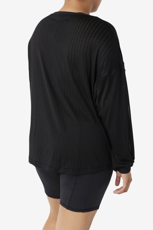 Black Fila Fi-Lux Mesh Long Sleeve Top