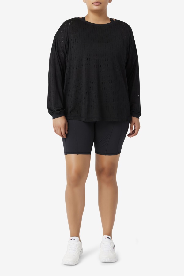 Black Fila Fi-Lux Mesh Long Sleeve Top