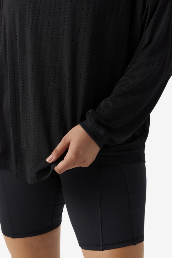Black Fila Fi-Lux Mesh Long Sleeve Top