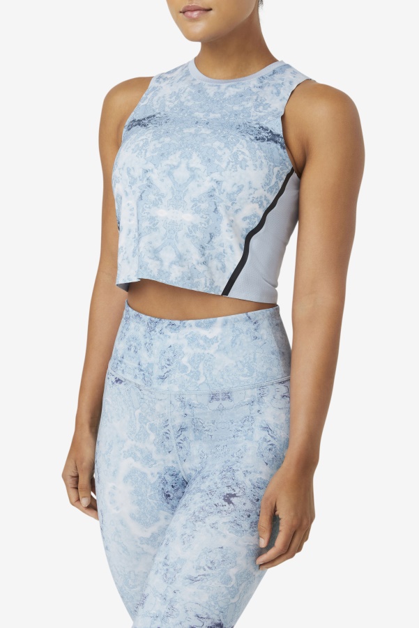 Uplift Athletic Crop Top Blue Fog/Black Fila
