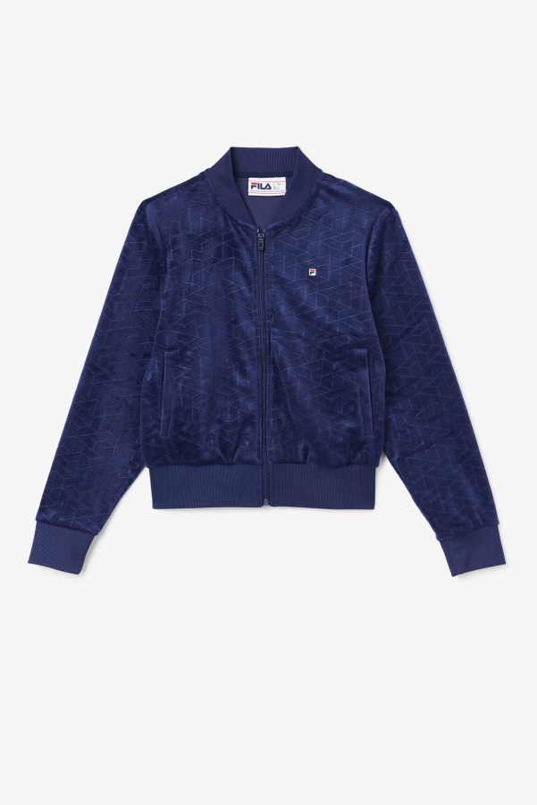 Zenaida Velour Track Jacket Navy Fila