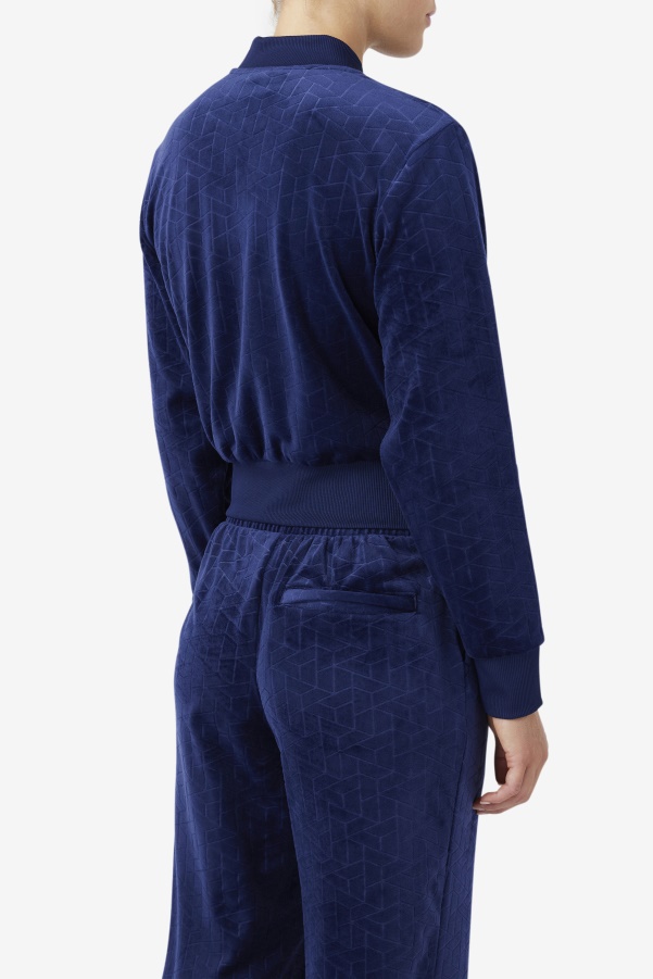 Zenaida Velour Track Jacket Navy Fila
