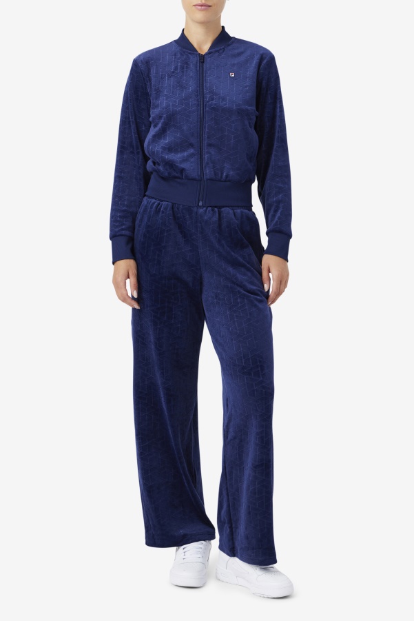 Zenaida Velour Track Jacket Navy Fila