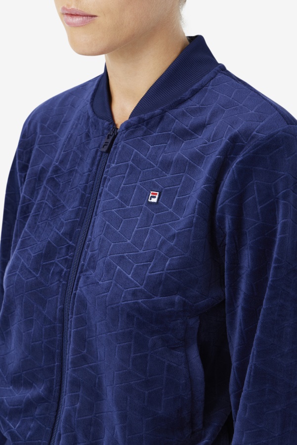 Zenaida Velour Track Jacket Navy Fila
