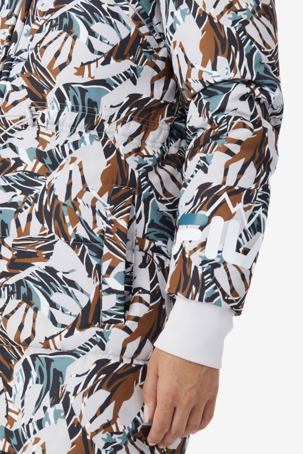 Fila Giraffe Print Paulana Giraffe Print Long Puffer Coat