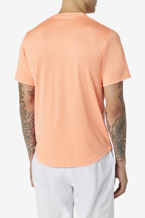 Orange Heather Pickleball Scallop Hem Crew Fila