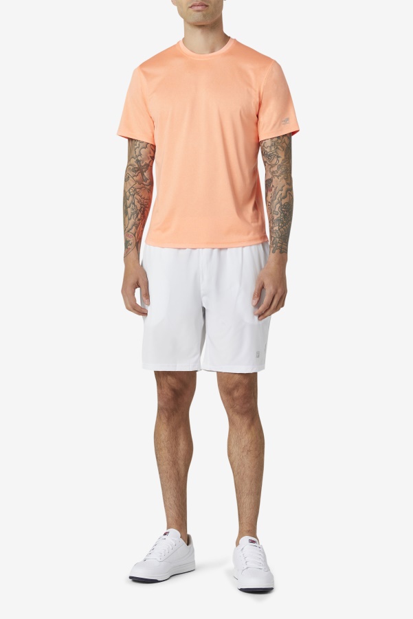 Orange Heather Pickleball Scallop Hem Crew Fila