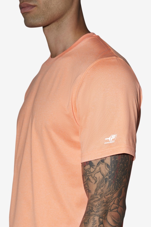 Orange Heather Pickleball Scallop Hem Crew Fila