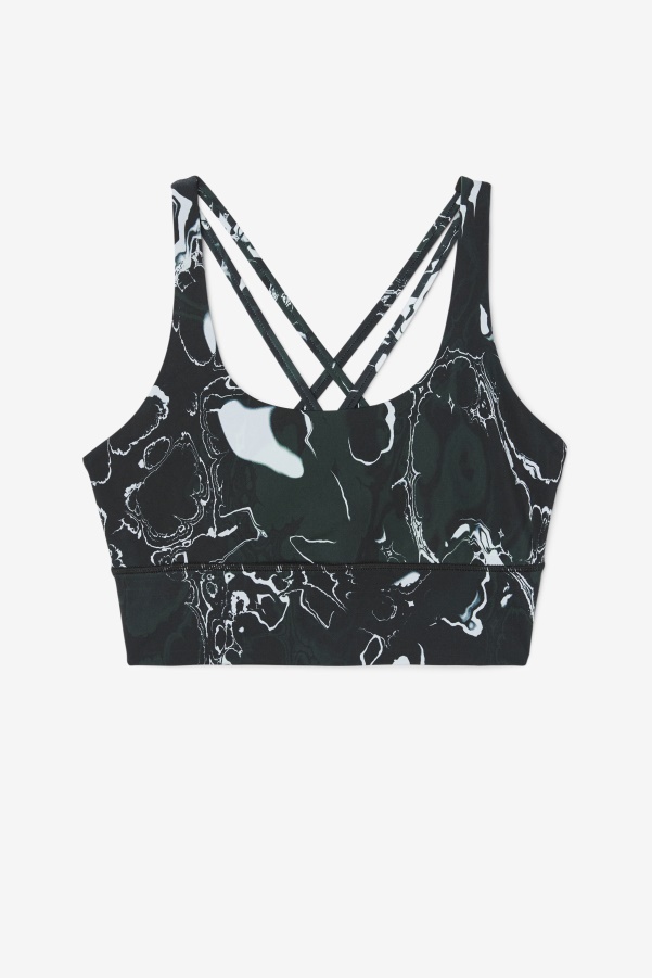 Uplift Cross Back Bra Top Black Marble Fila