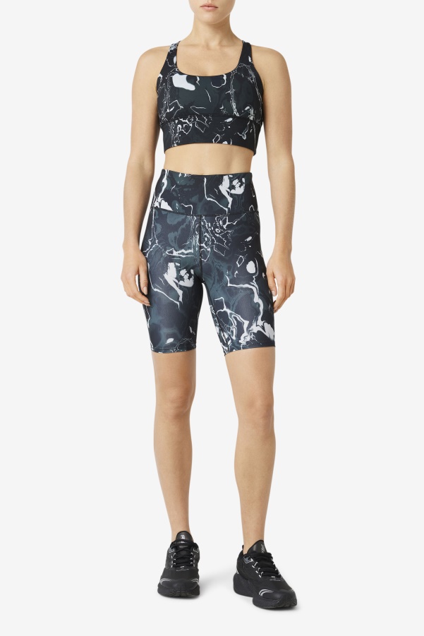 Uplift Cross Back Bra Top Black Marble Fila