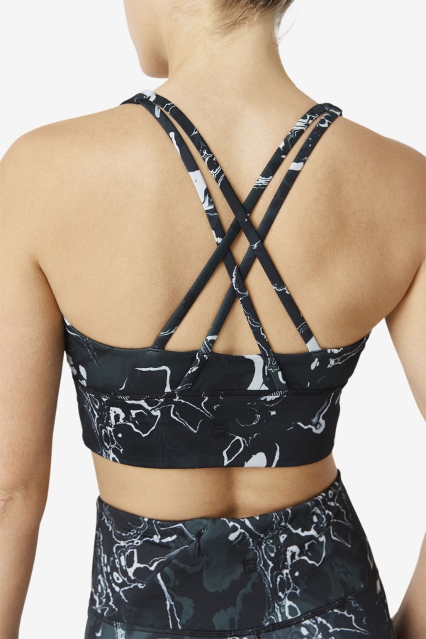 Uplift Cross Back Bra Top Black Marble Fila