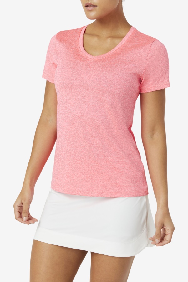 Diva Pink Heather Fila Pickleball Silky V-Neck