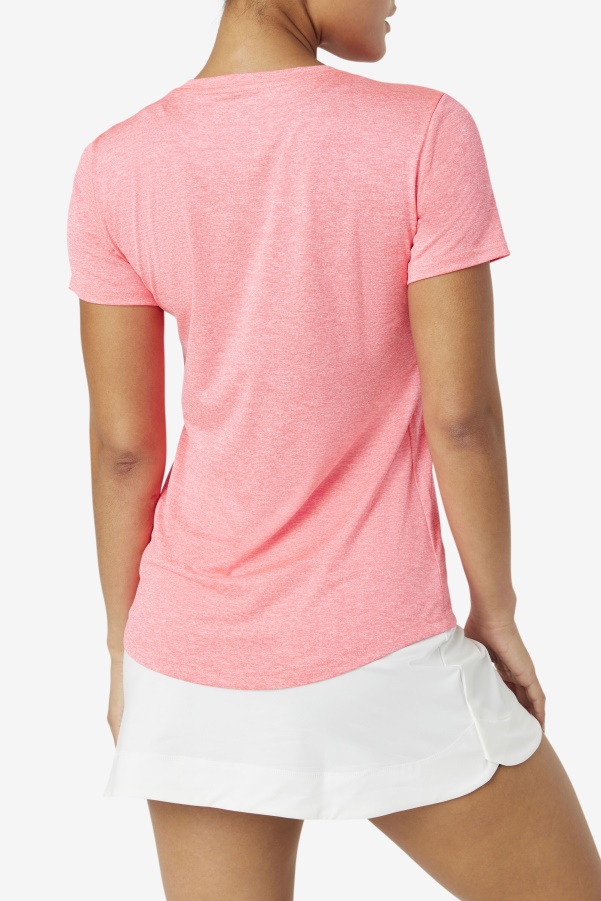 Diva Pink Heather Fila Pickleball Silky V-Neck