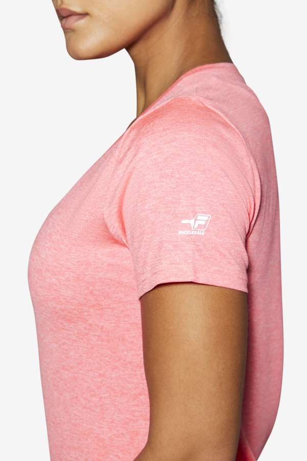 Diva Pink Heather Fila Pickleball Silky V-Neck