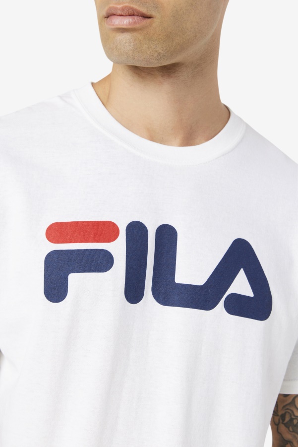 Men's Logo Tee White/Navy/Red Fila