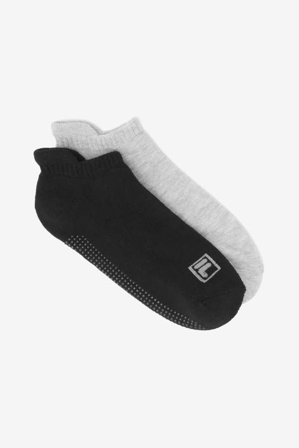 Fila Women's No Show Grip Sock 2-Pack Black Multi
