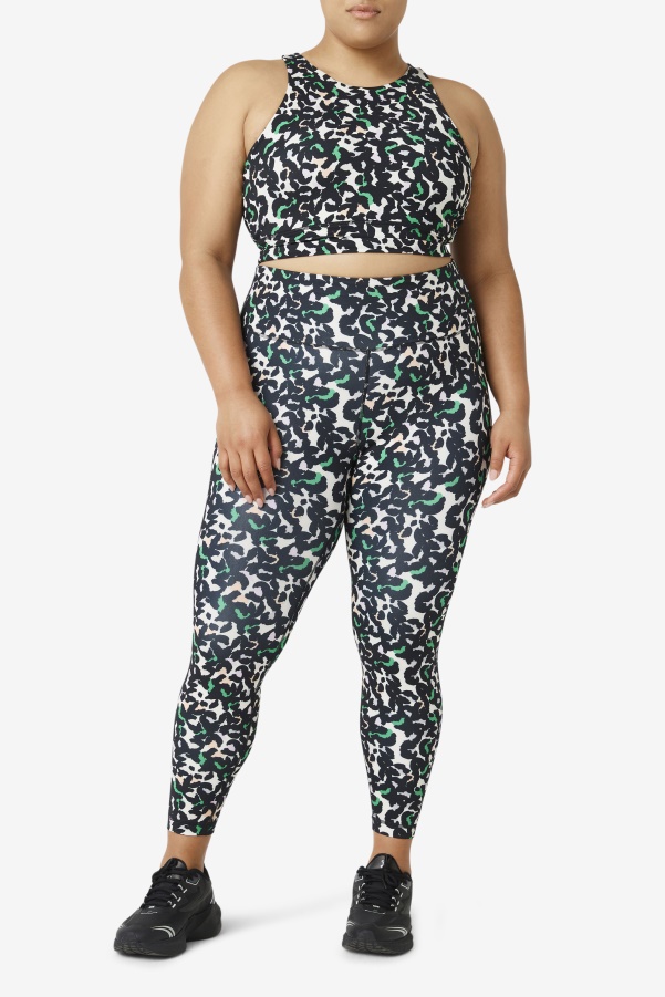 Black Animal Print Fila Uplift High Neck Sports Bra