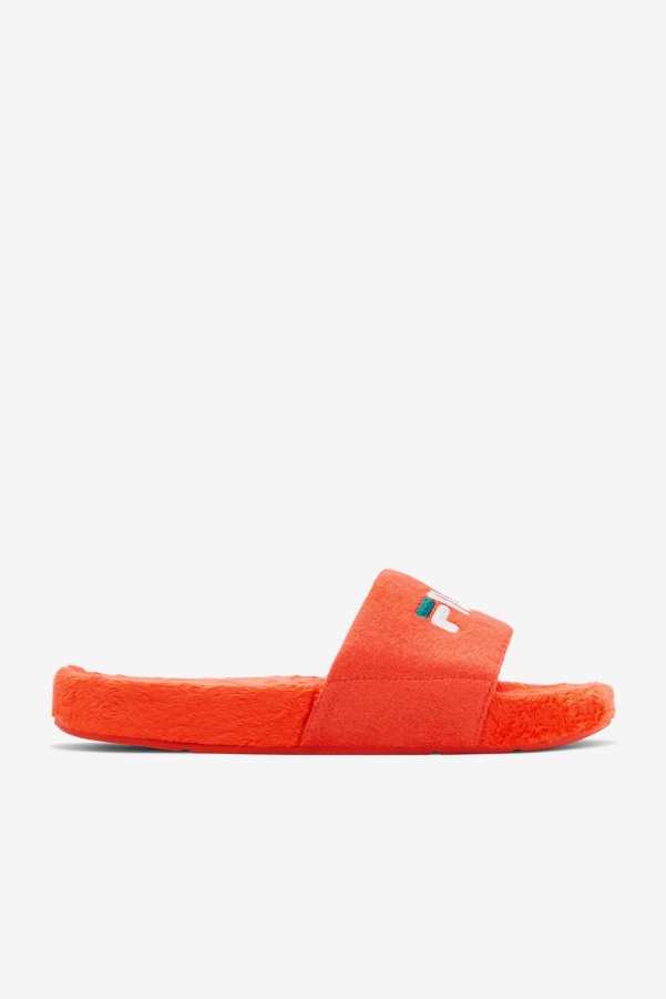 Cherry Tomato/Bayou/White Fila Terry Drifter Slide