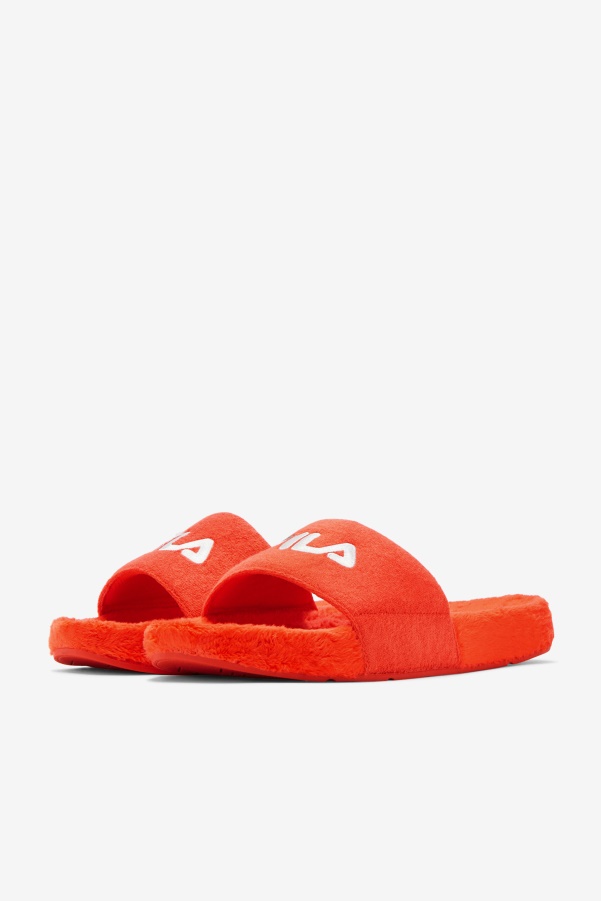 Cherry Tomato/Bayou/White Fila Terry Drifter Slide