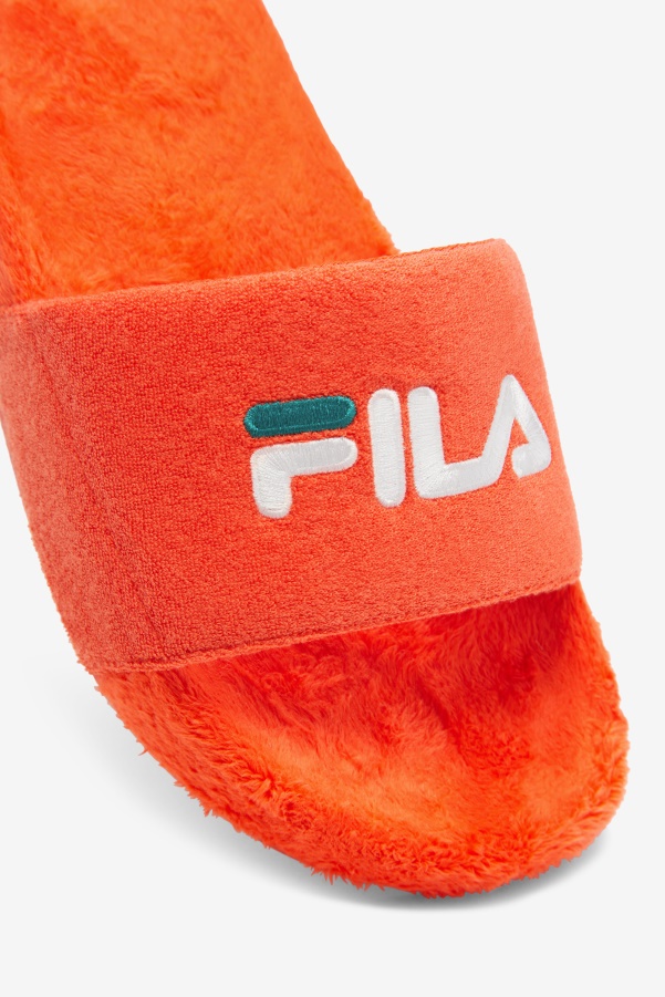 Cherry Tomato/Bayou/White Fila Terry Drifter Slide