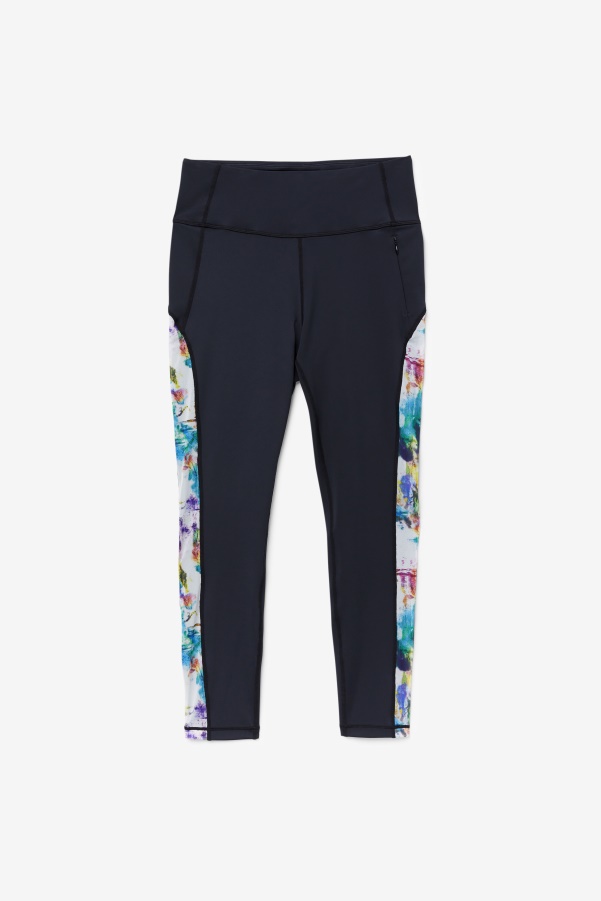 Black/Tie Dye Fila Forza Contrast 7/8 Leggings