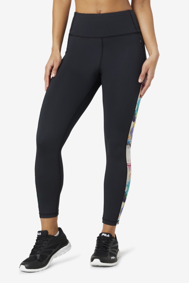 Black/Tie Dye Fila Forza Contrast 7/8 Leggings