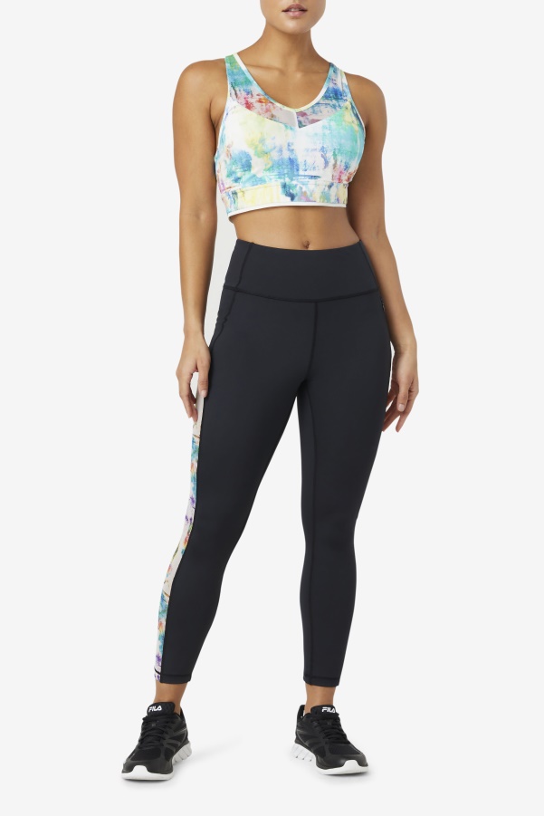 Black/Tie Dye Fila Forza Contrast 7/8 Leggings
